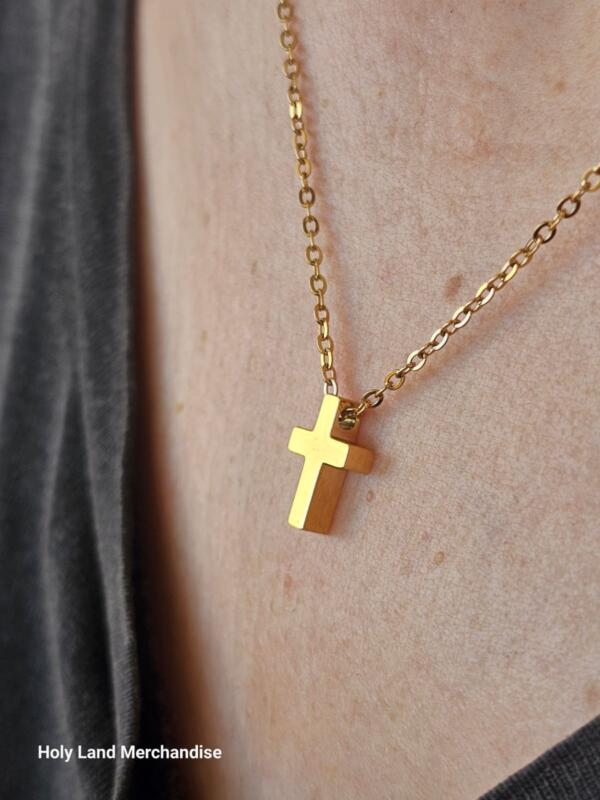 Gold Tiny Cross Necklace, Religious Necklace, Christian Gift, Gift for her, Christmas Gift