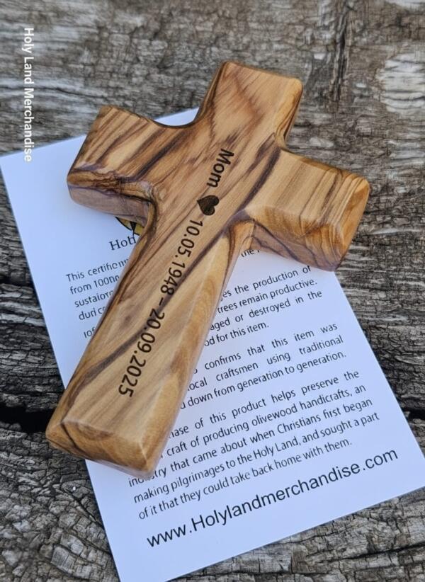 Olive wood Cross - Memorial and grief gift - loss of a loved one - personable memorial gift