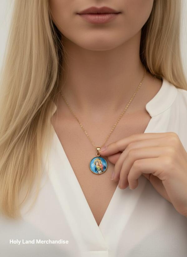 Mary with baby jesus pendant · Holy mother and baby jesus pendant · Madonna and Child Catholic Medal · Our Lady Pendant - Image 3