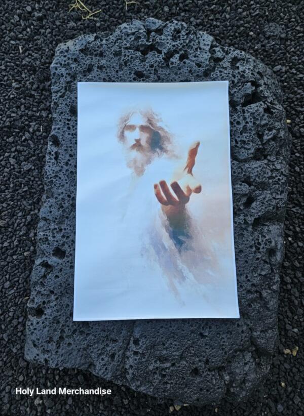 Jesus Canvas Wall Art – 30x45 cm Religious Christian Print • Biblical Art of Christ Reaching Hand • Modern Christian Decor Gift