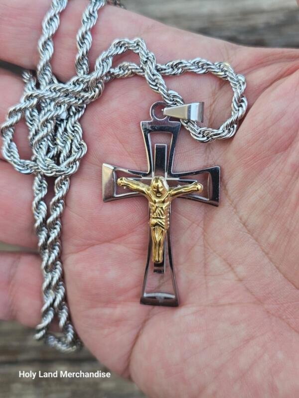Men’s Stainless-Steel Crucifix Necklace Gift • Man cross necklace · Crucifix pendant men - Image 2