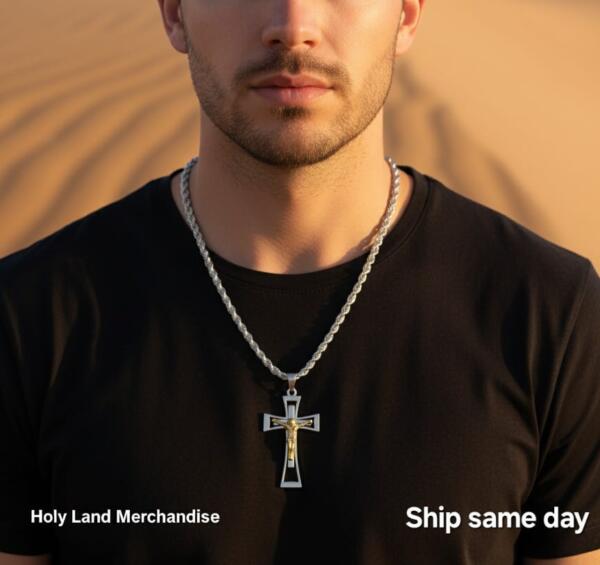 Men’s Stainless-Steel Crucifix Necklace Gift • Man cross necklace · Crucifix pendant men