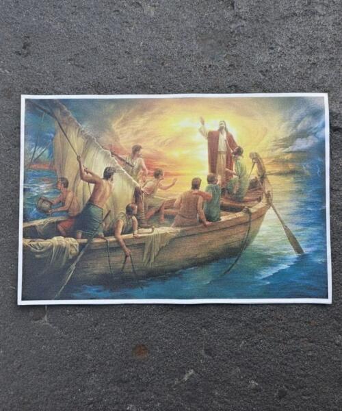 Jesus Calms the Storm – 20x30 cm Biblical Art Print • Religious Modern Art • Catholic & Christian Wall Decor