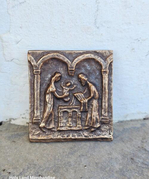 Butzon & Bercker Brass Relief – “Jesus in the Temple / God Becomes Man”, 1990 by Egino Weinert or Limberg Design (6×5.6 cm)
