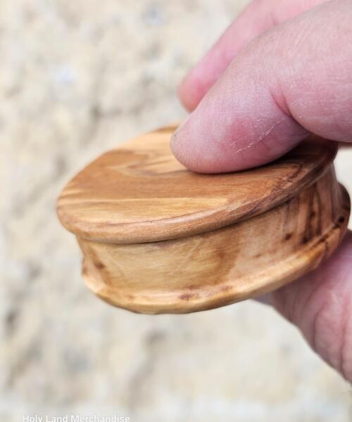Handmade Bethlehem Olive Wood Ring Box, Personalized Rustic Wedding Keepsake, Unique Grain, Magnetic Lid, Proposal & Engagement Ring Holder