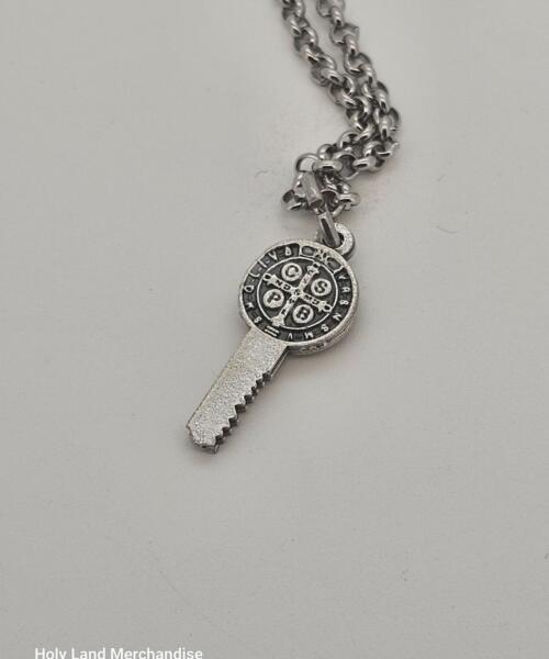 Saint Benedict Key Necklace -  Vade Retro Satana - Exorcism Key Cross Necklace - Christian Gift