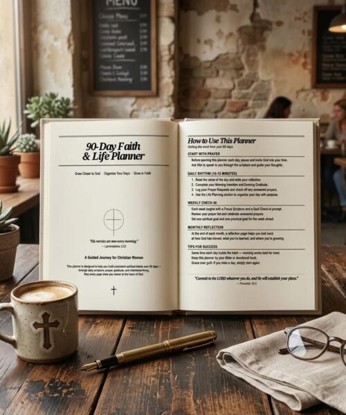 90-Day Faith and Life Planner | Christian Printable PDF | Prayer Journal | Bible Study Planner | Digital Download | GoodNotes Compatible