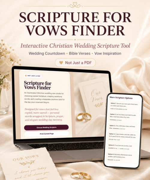 Christian Wedding Scripture Tool HTML, Wedding Vow Bible Verse Finder, Interactive Vow Helper, Ceremony Reading, Ring Exchange Prayer, Not PDF