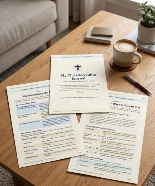 Cross symbols guide - Christian Bible Journal PDF — Faith Guide for Beginners, Saints, Rosary, Crosses & Prayers