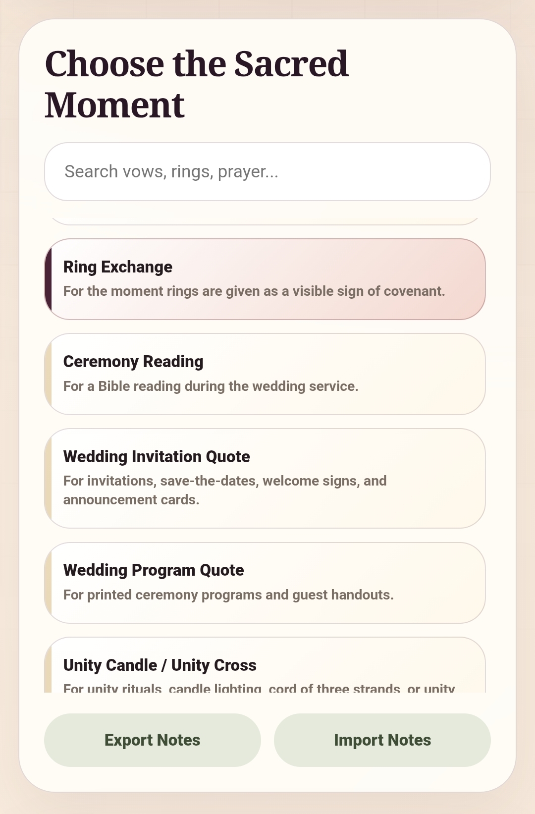 Christian Wedding Scripture Tool HTML, Wedding Vow Bible Verse Finder, Interactive Vow Helper, Ceremony Reading, Ring Exchange Prayer, Not PDF - Image 7