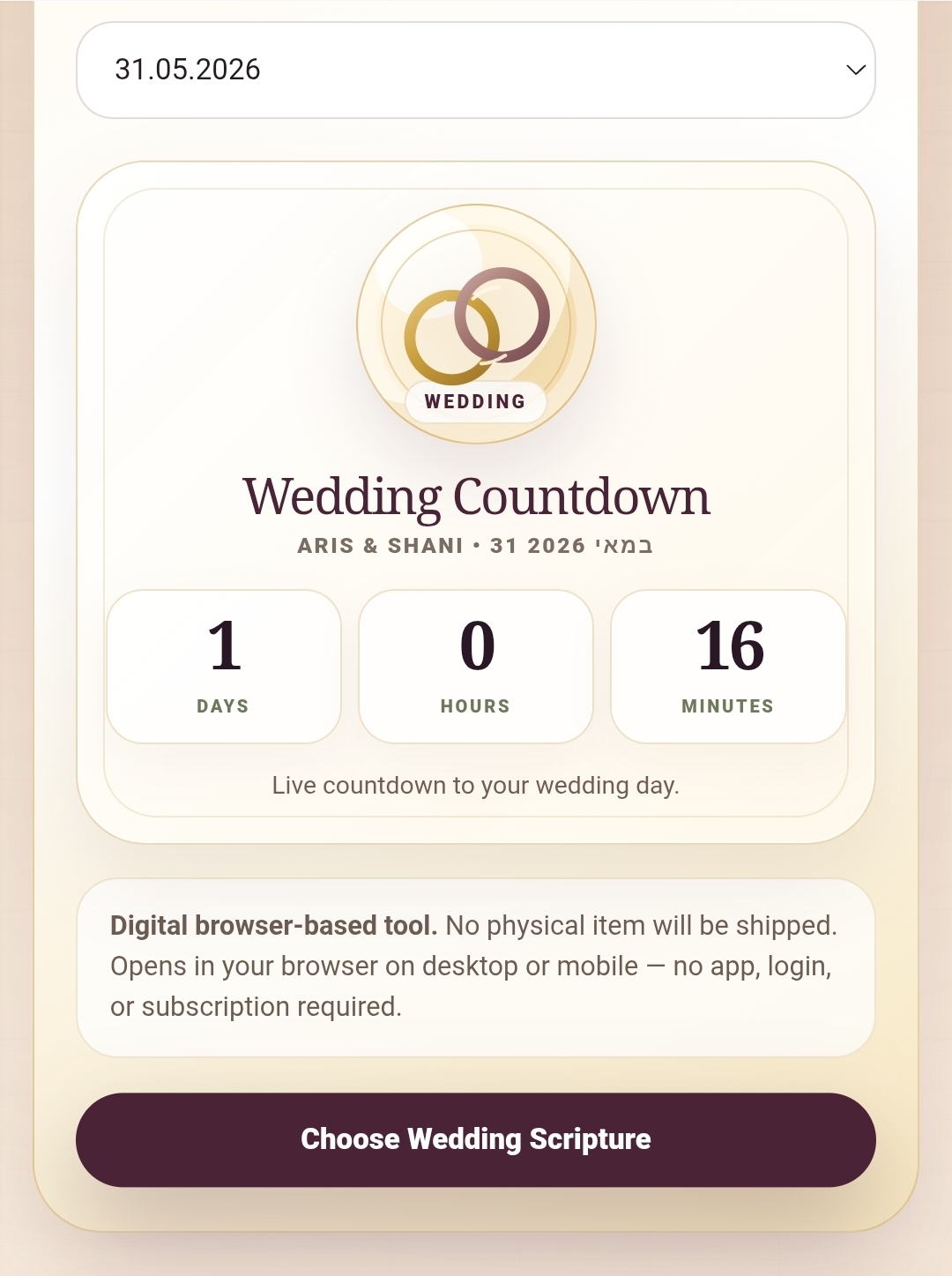 Christian Wedding Scripture Tool HTML, Wedding Vow Bible Verse Finder, Interactive Vow Helper, Ceremony Reading, Ring Exchange Prayer, Not PDF - Image 4
