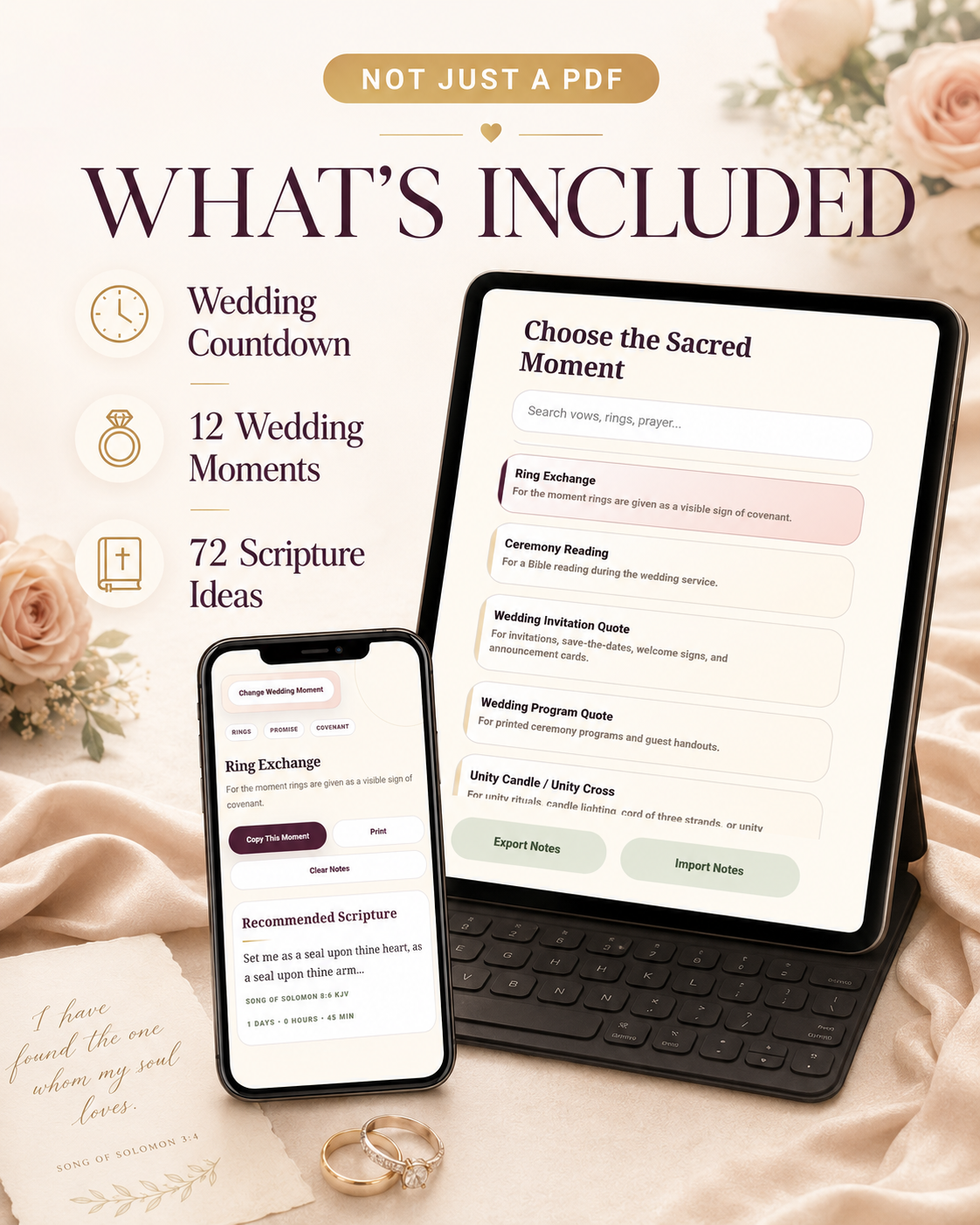 Christian Wedding Scripture Tool HTML, Wedding Vow Bible Verse Finder, Interactive Vow Helper, Ceremony Reading, Ring Exchange Prayer, Not PDF - Image 2