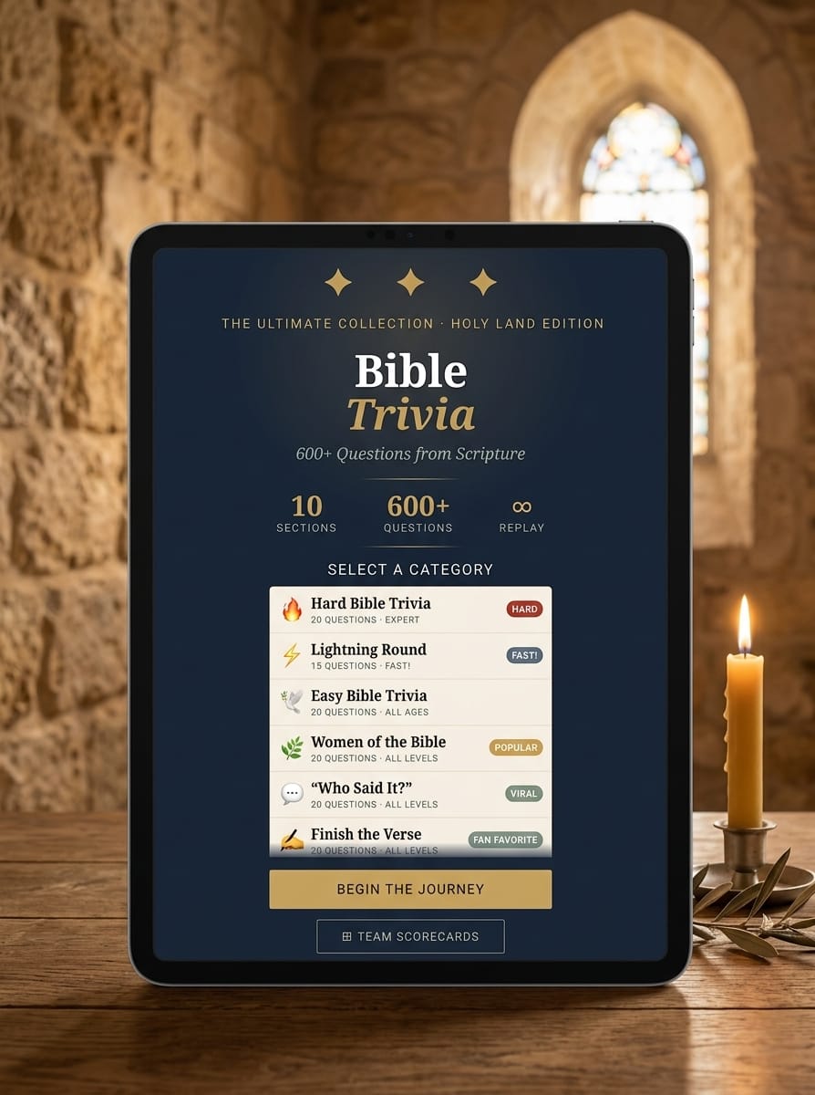Bible Trivia Game — Holy Land Edition | 600+ Questions | Interactive Digital Download | Christian Family Game | Sunday School | Church Group Activity