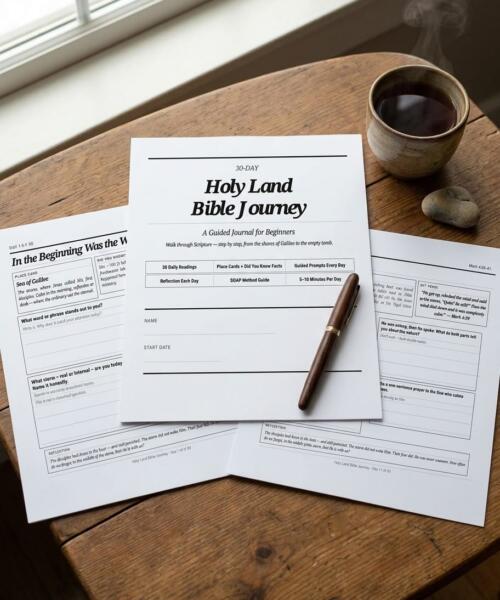 30-Day Holy Land Bible Journey Journal – Printable PDF Guided Scripture Journal for Beginners, Christian Gift