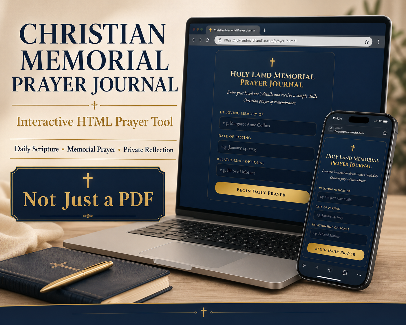 Christian Memorial Prayer Journal HTML Tool, Grief Prayer Journal, In Loving Memory Digital Download, Sympathy Gift, Daily Prayer for Loss