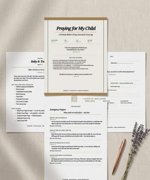 Prayer Journal for Moms | Printable Christian Mother Journal | Pray for My Child Scripture Journal Baby Toddler Teen Adult