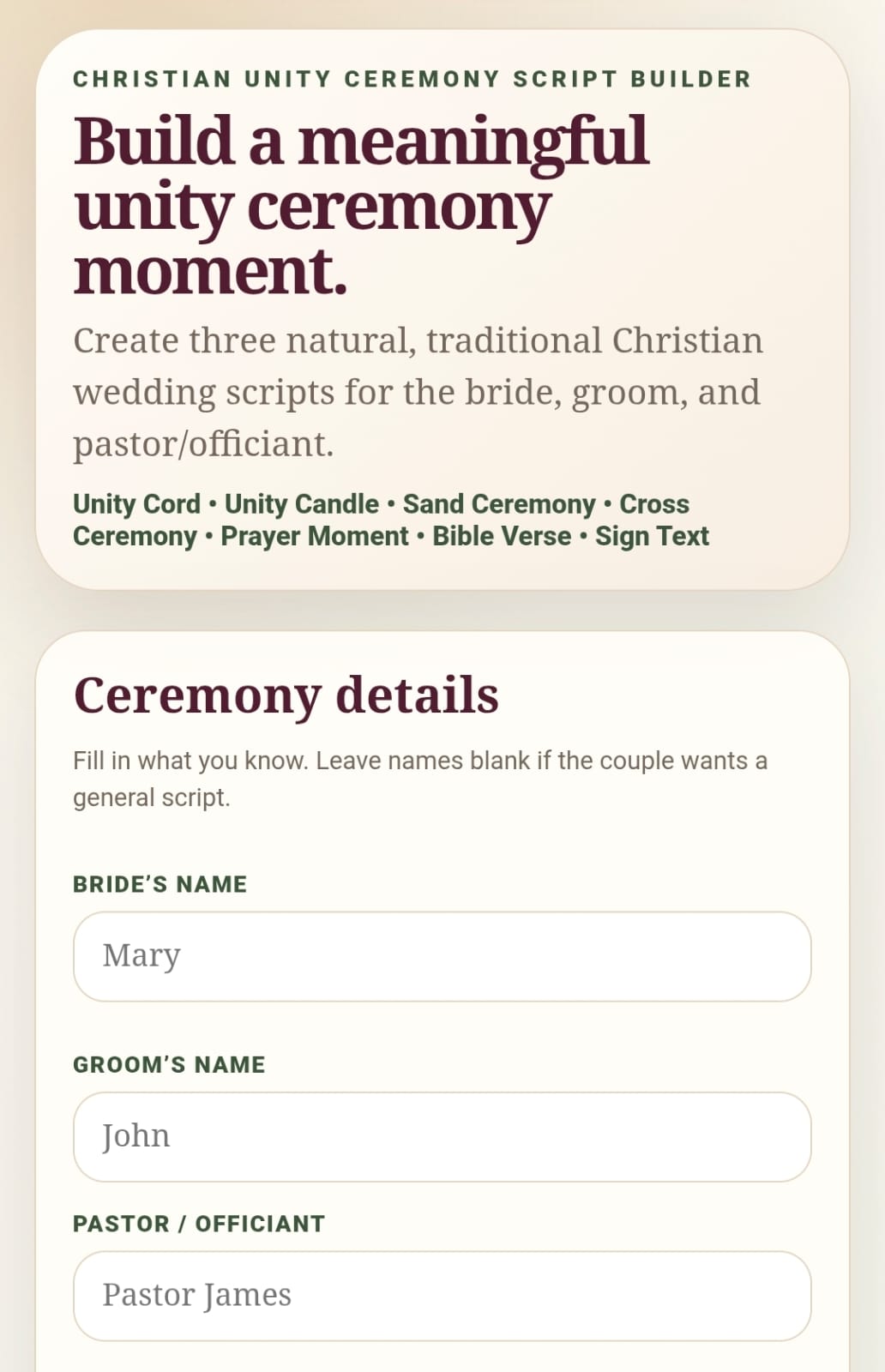 Christian Unity Ceremony Script Builder, Wedding Officiant Script, Cord of Three Strands, Unity Candle Sand Ceremony Wording - Image 7
