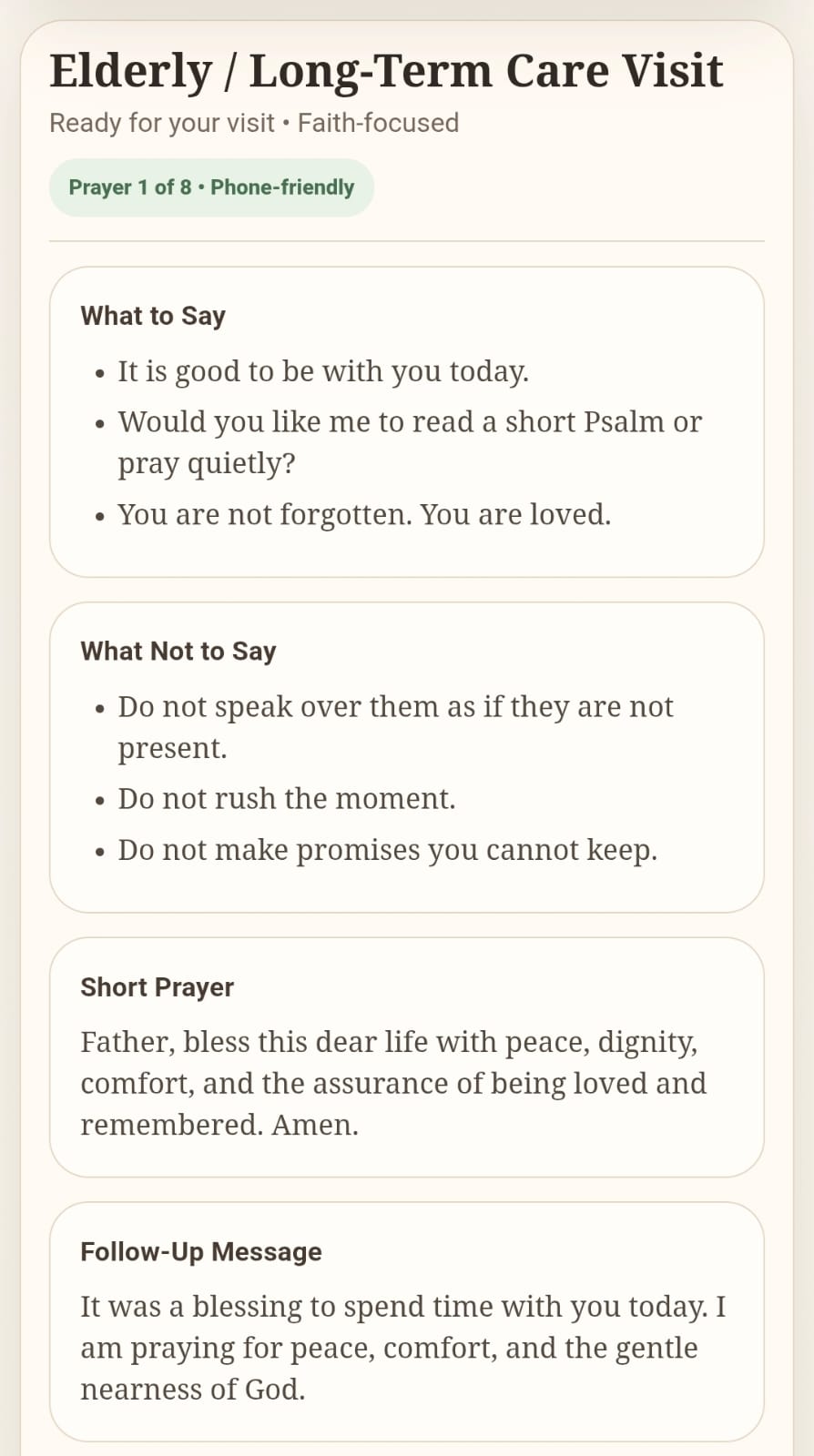 Christian Hospital Visit Helper HTML Tool, Get Well Prayer Generator, Surgery Recovery Prayers, What to Pray, Not Just PDF - Image 4