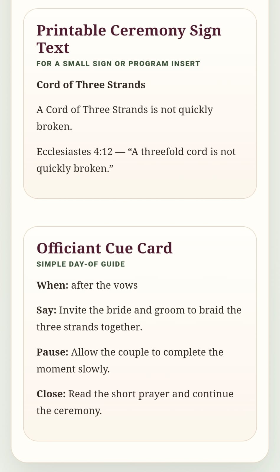 Christian Unity Ceremony Script Builder, Wedding Officiant Script, Cord of Three Strands, Unity Candle Sand Ceremony Wording - Image 4