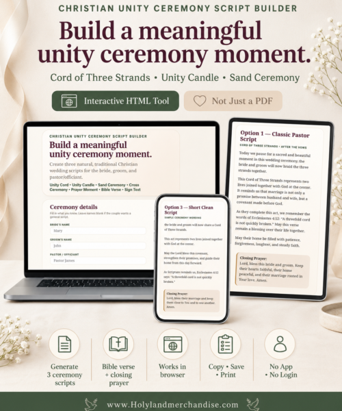Christian Unity Ceremony Script Builder, Wedding Officiant Script, Cord of Three Strands, Unity Candle Sand Ceremony Wording