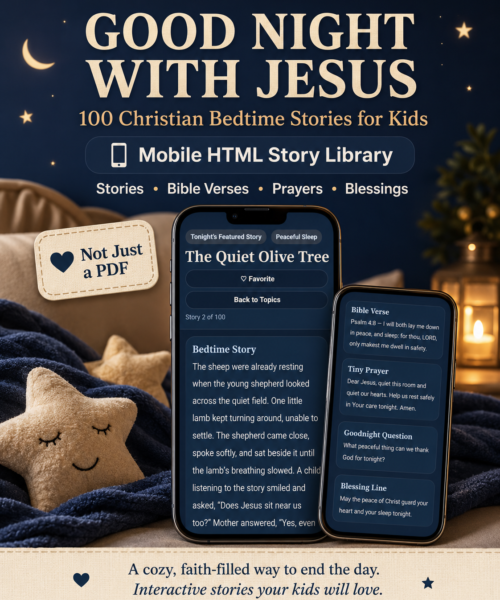 Christian Bedtime Stories for Kids, 100 Bible Story HTML Tool, Kids Bedtime Prayer, Mobile Faith Story Library, Not a PDF, Christian Kids Devotional
