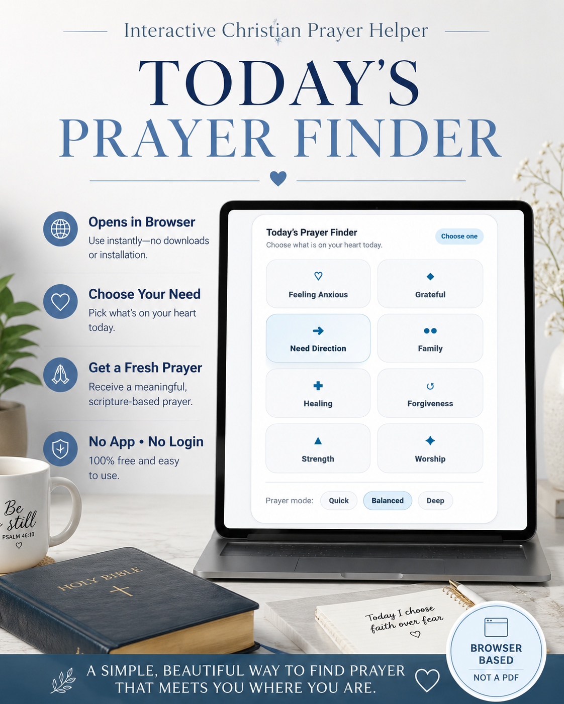 What Should I Pray Today? Interactive Prayer Helper HTML Tool, Christian Prayer Journal, Bible Verse Prompts, Daily Devotional - Image 7