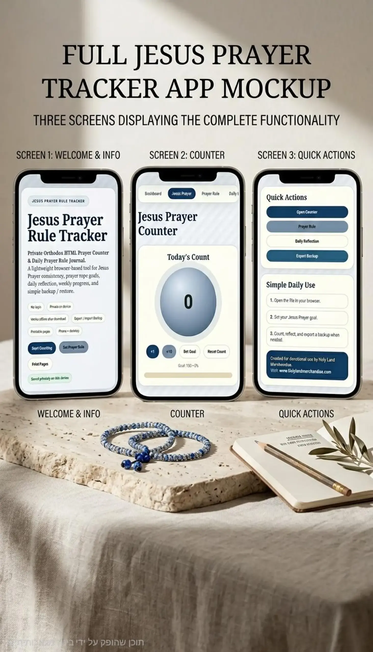 Jesus Prayer Rule Tracker HTML, Orthodox Prayer Counter, Daily Prayer Rule Journal, Private Digital Prayer Tool, Prayer Rope Tracker