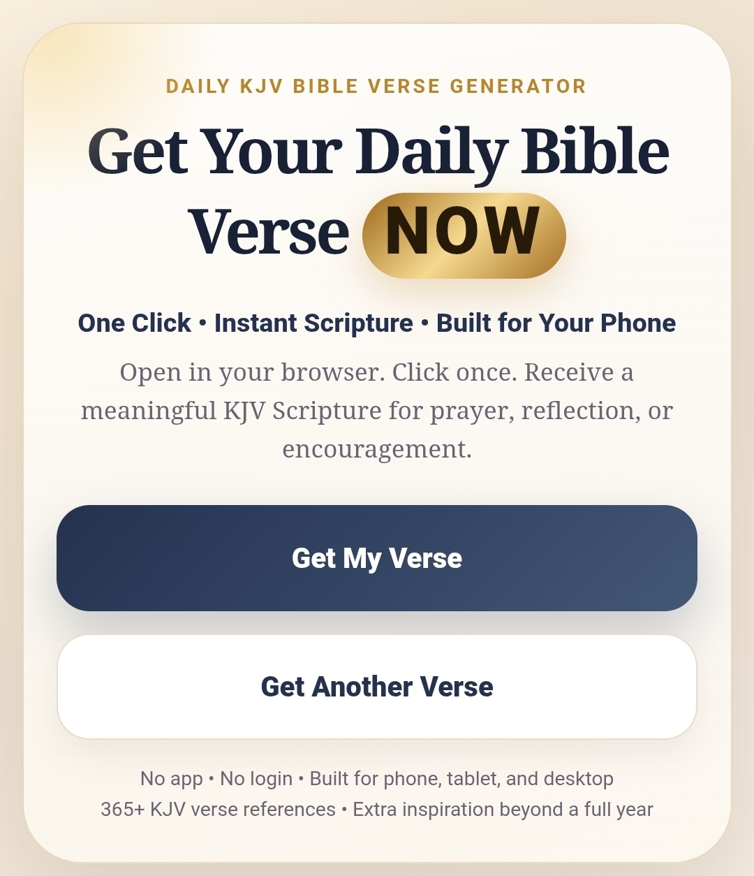 Bible Verse Generator, Daily KJV Scripture Tool, Christian Digital Download, Get Your Bible Verse Now, Prayer Reflection HTML Tool