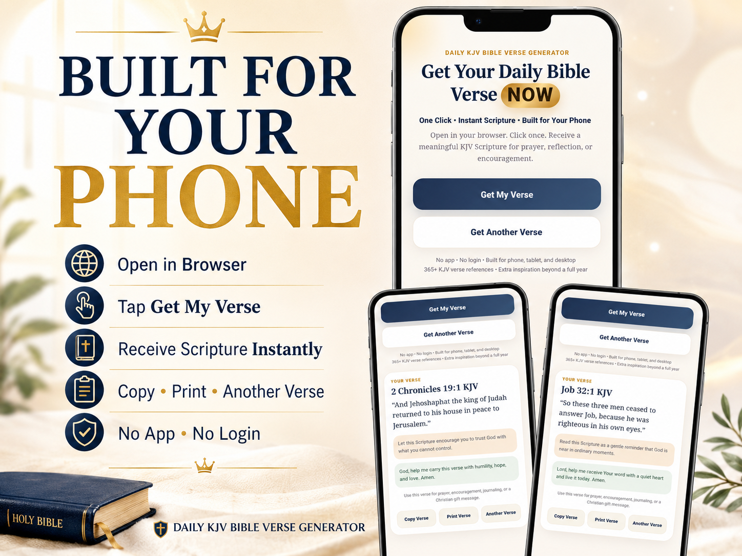 Bible Verse Generator, Daily KJV Scripture Tool, Christian Digital Download, Get Your Bible Verse Now, Prayer Reflection HTML Tool - Image 2