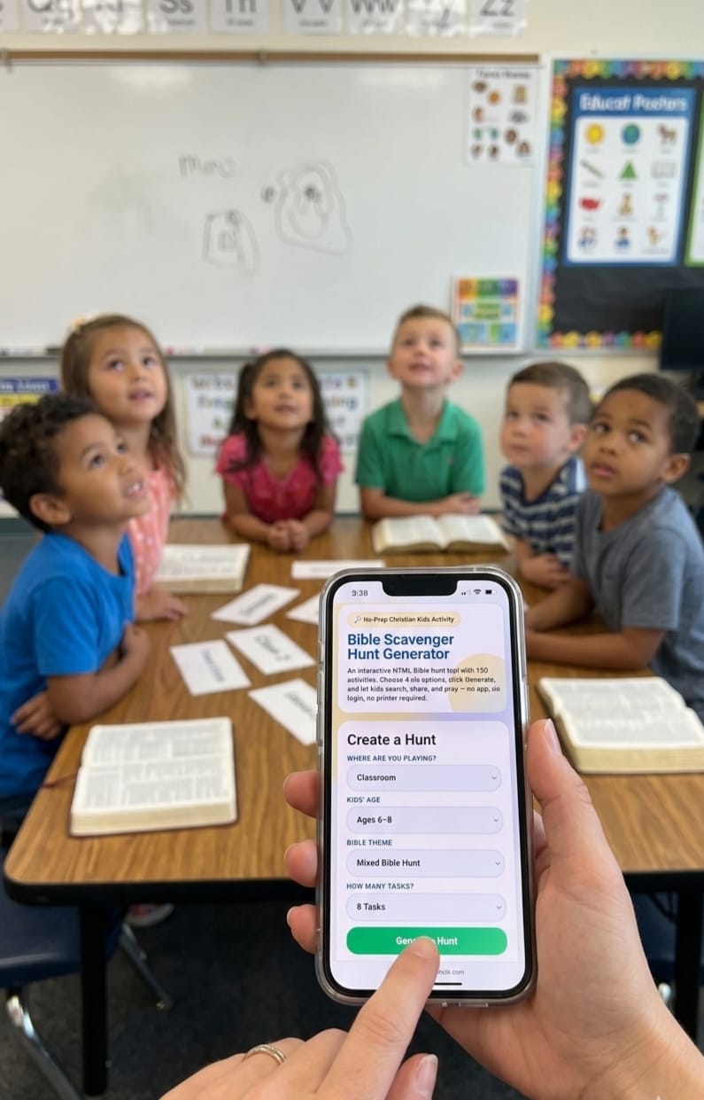 Bible Scavenger Hunt for Kids, Interactive Christian Game, No Prep Sunday School Activity, Kids Church HTML Tool, Not PDF - Image 8