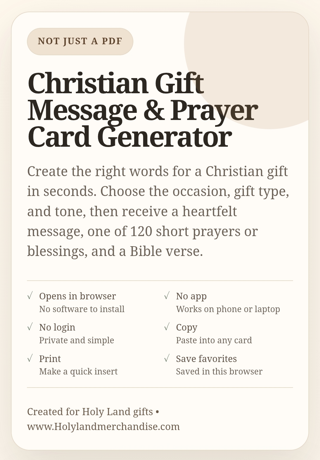 Christian Gift Message Generator, Prayer Card Text Tool, Bible Verse Gift Note, Religious Blessing Writer, Baptism Sympathy Encouragement Card - Image 8