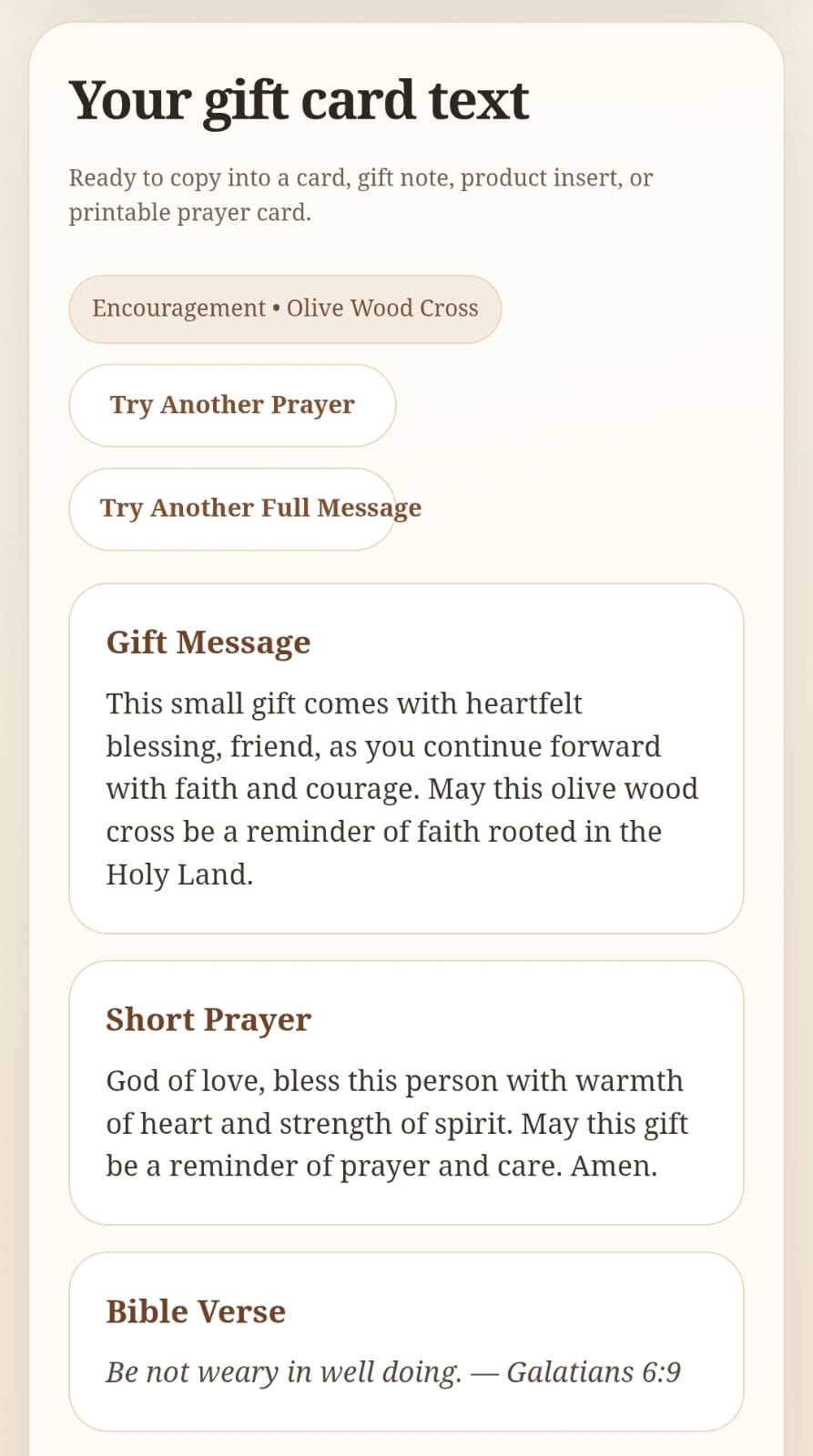 Christian Gift Message Generator, Prayer Card Text Tool, Bible Verse Gift Note, Religious Blessing Writer, Baptism Sympathy Encouragement Card - Image 6
