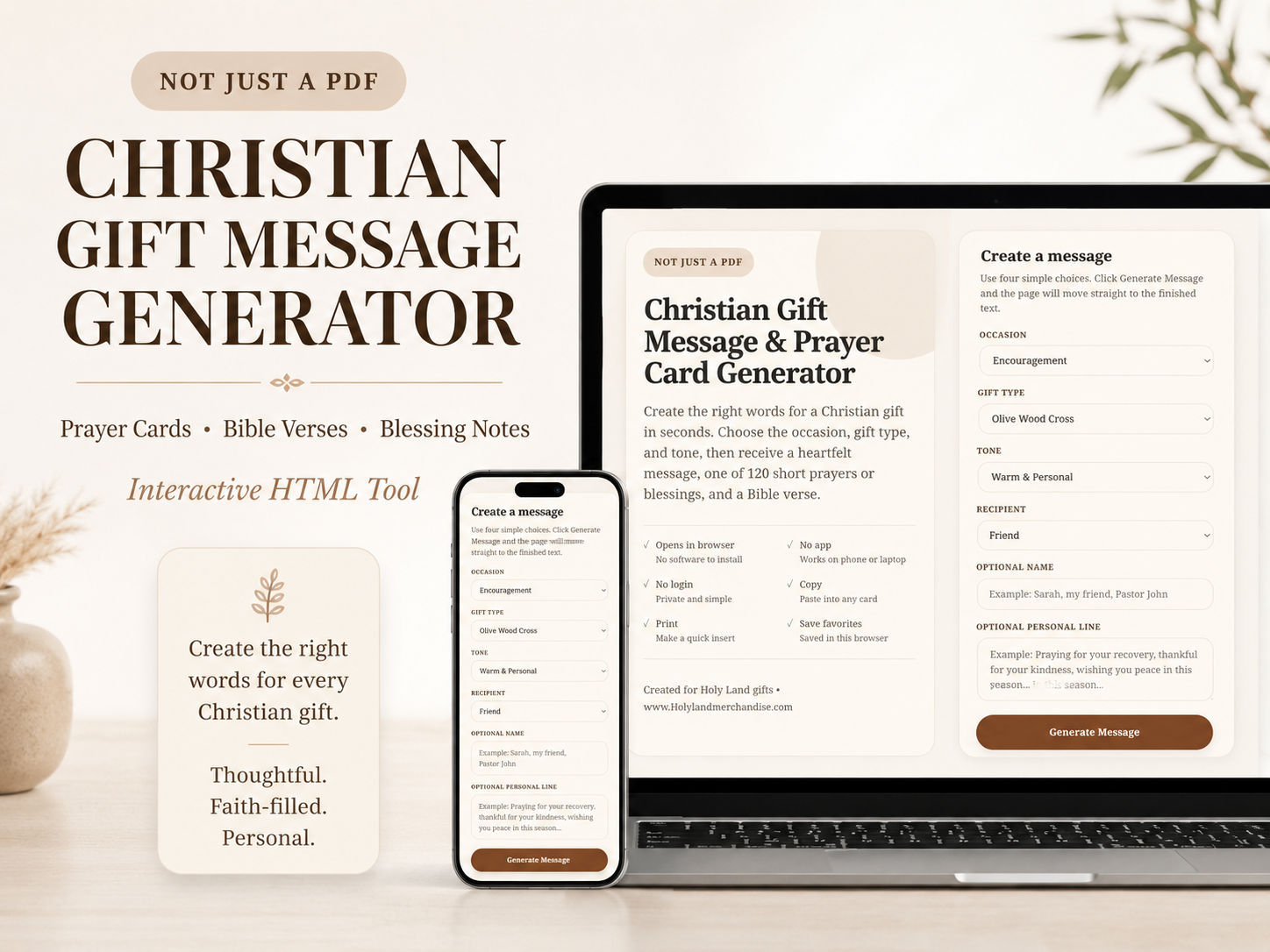 Christian Gift Message Generator, Prayer Card Text Tool, Bible Verse Gift Note, Religious Blessing Writer, Baptism Sympathy Encouragement Card - Image 4