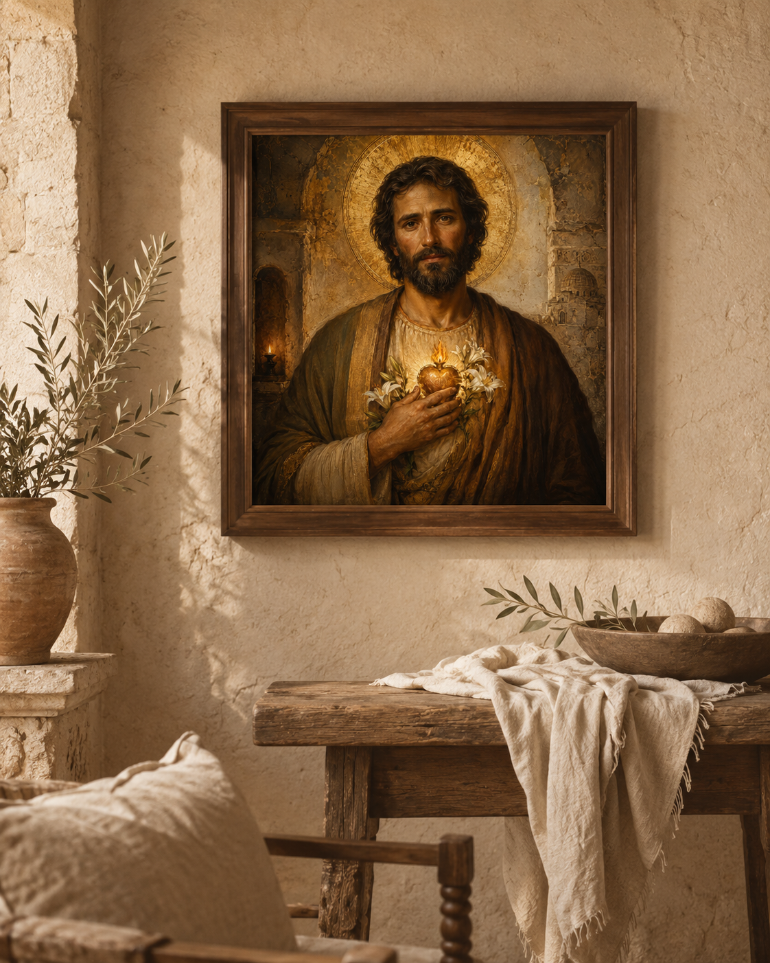 Most Chaste Heart of St Joseph Print, Catholic Wall Art Digital Download, Holy Family Sacred Hearts, Saint Joseph Devotional Portrait - Image 5
