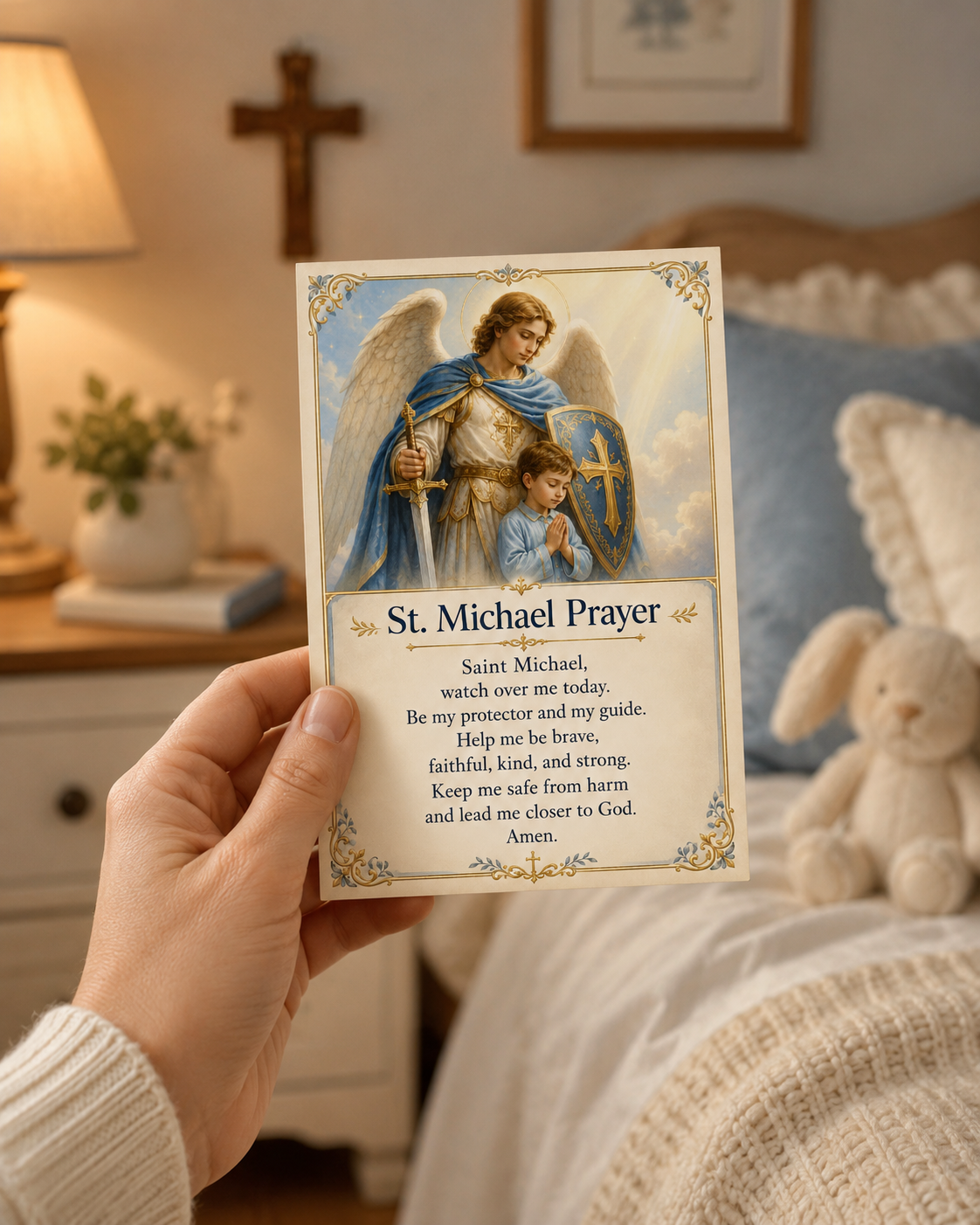 St Michael Prayer Card for Children, Catholic Kids Printable Prayer Card, Archangel Protection Prayer, 4x6 Saint Michael Holy Card Download