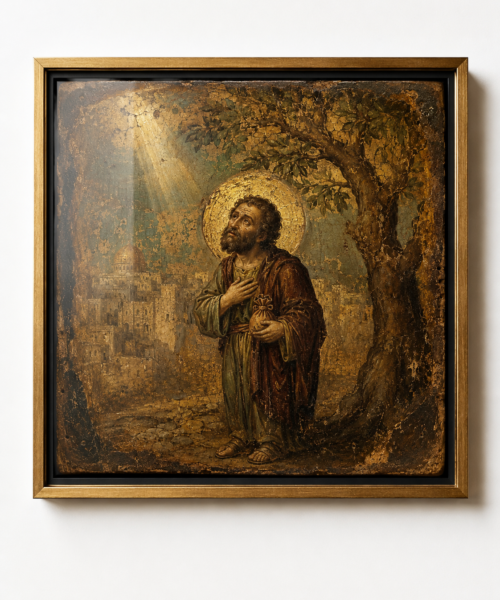 Saint Zacchaeus Icon Digital Download, Ancient Orthodox Christian Wall Art, Biblical Repentance Print, Sycamore Tree Catholic Icon JPG