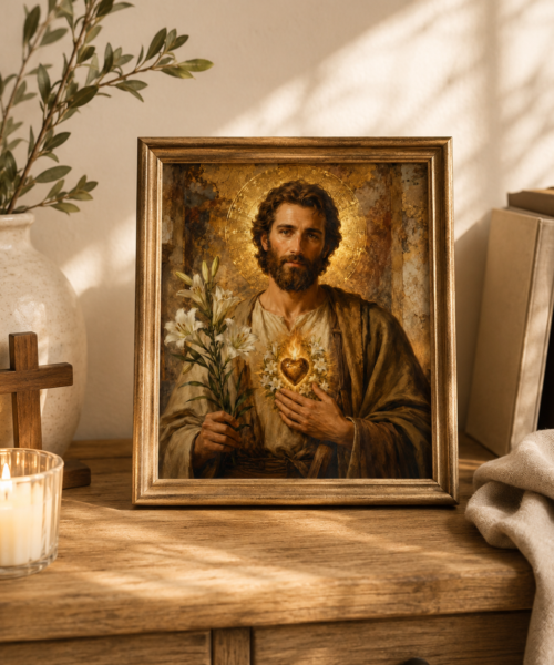 Most Chaste Heart of Saint Joseph Printable Wall Art, St Joseph Catholic Print, Catholic Father Gift, Home Altar Decor, Digital Download