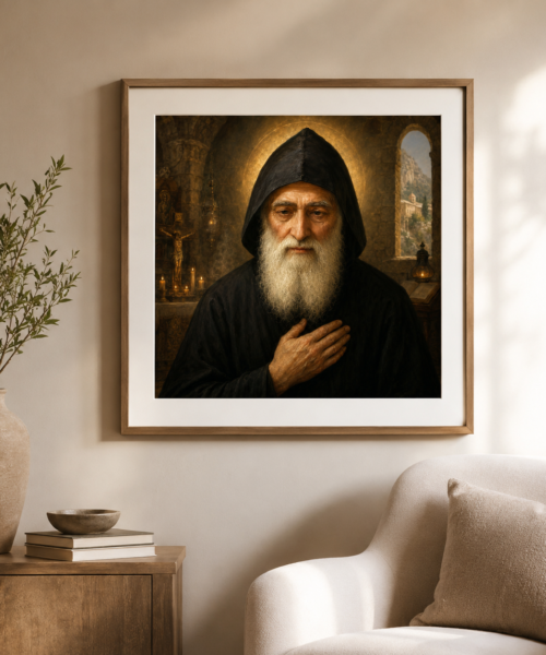 Saint Charbel Makhlouf Wall Art Printable, Maronite Catholic Saint Portrait, Healing Prayer Room Decor, Lebanese Monk Digital Download