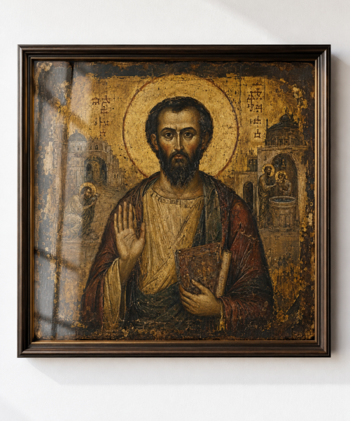 Saint Ananias of Damascus Icon, Orthodox Byzantine Saint Print, Ancient Christian Wall Art, St Paul Conversion, Digital Download JPG