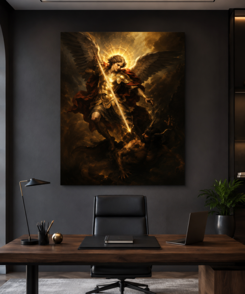 Archangel Michael Battle Print, Catholic Sacred Art, St Michael Spiritual Protection Decor, Old Master Wall Art Download