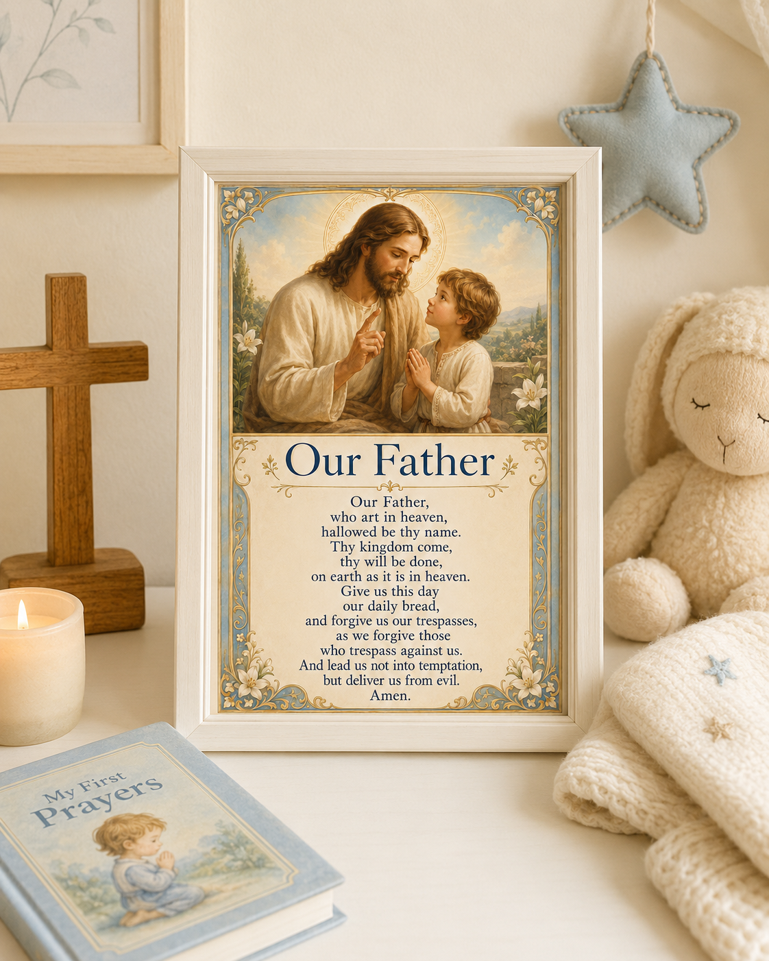 Our Father Prayer Card for Children, Catholic Kids Printable, Lord’s Prayer 4x6 JPG, First Communion Gift, Sunday School Prayer Card - Image 5