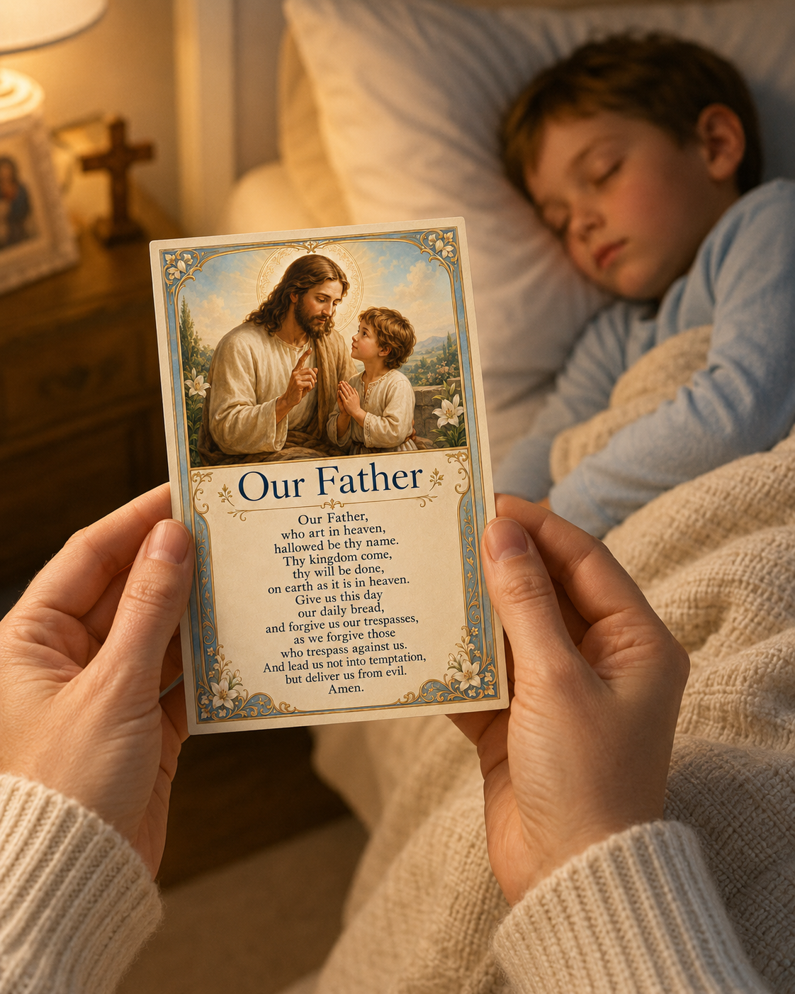 Our Father Prayer Card for Children, Catholic Kids Printable, Lord’s Prayer 4x6 JPG, First Communion Gift, Sunday School Prayer Card