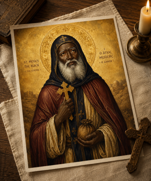 St Moses the Black Icon Printable, Orthodox Coptic Wall Art, Moses the Ethiopian, Desert Father Christian Digital Download