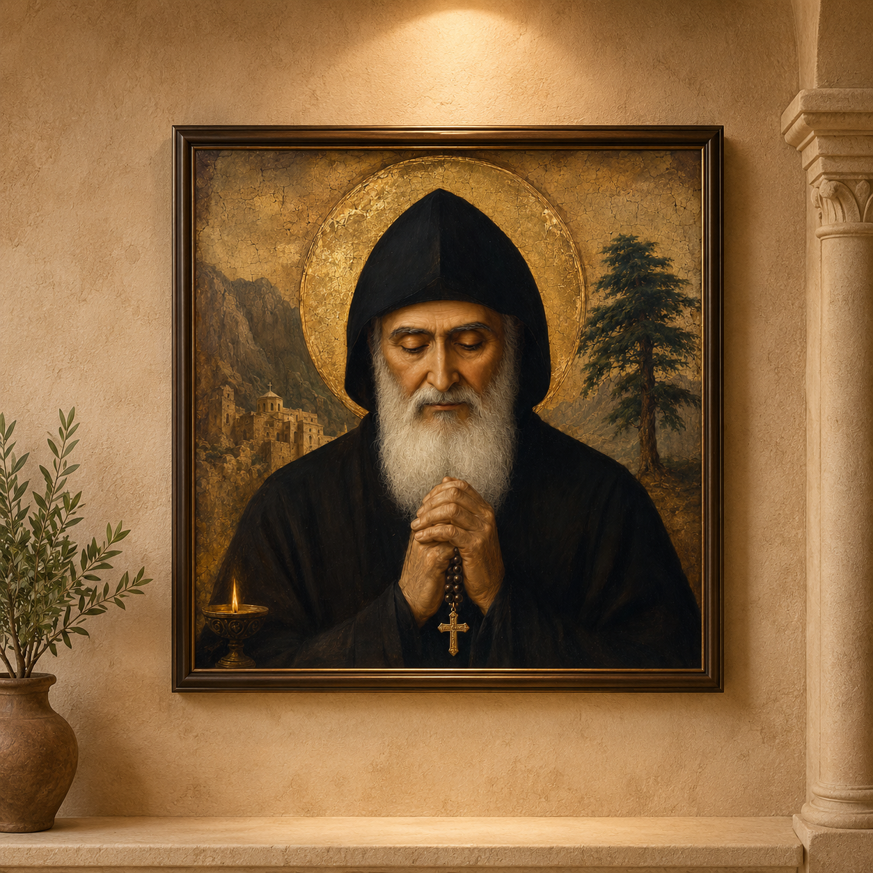 Saint Charbel Wall Art Printable, Maronite Catholic Icon Print, St Charbel Makhlouf Portrait, Lebanese Monk Prayer Corner Decor, Catholic Gift - Image 3
