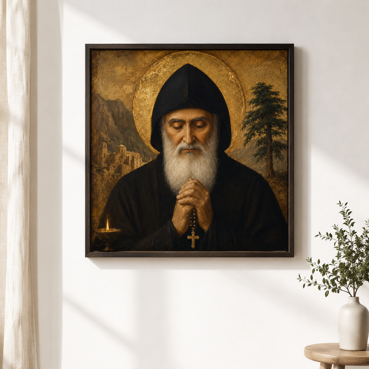 Saint Charbel Wall Art Printable, Maronite Catholic Icon Print, St Charbel Makhlouf Portrait, Lebanese Monk Prayer Corner Decor, Catholic Gift - Image 4