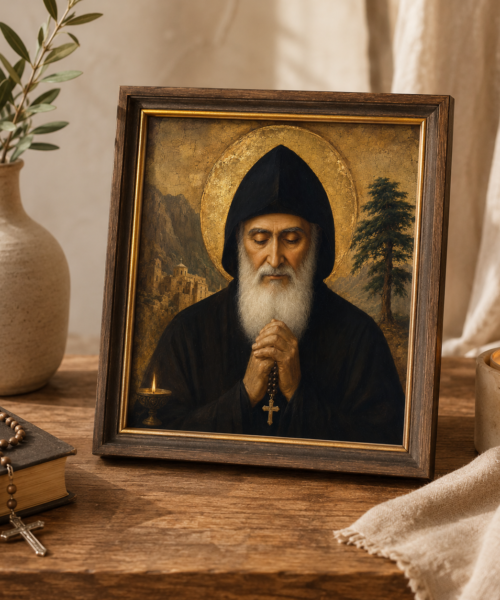 Saint Charbel Wall Art Printable, Maronite Catholic Icon Print, St Charbel Makhlouf Portrait, Lebanese Monk Prayer Corner Decor, Catholic Gift
