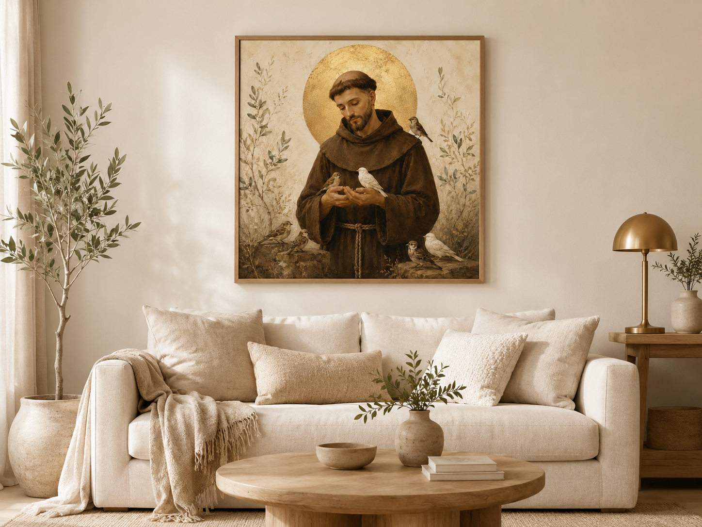 Saint Francis of Assisi Birds Print, Catholic Wall Art, Patron Saint of Animals, Square Christian Printable, Pet Memorial Gift - Image 2