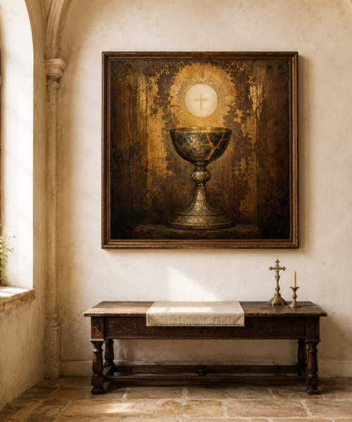 Kintsugi Eucharistic Chalice Print, Catholic Eucharist Wall Art, Chalice and Host Digital Download, Eucharistic Adoration Chapel Decor, Priest Gift