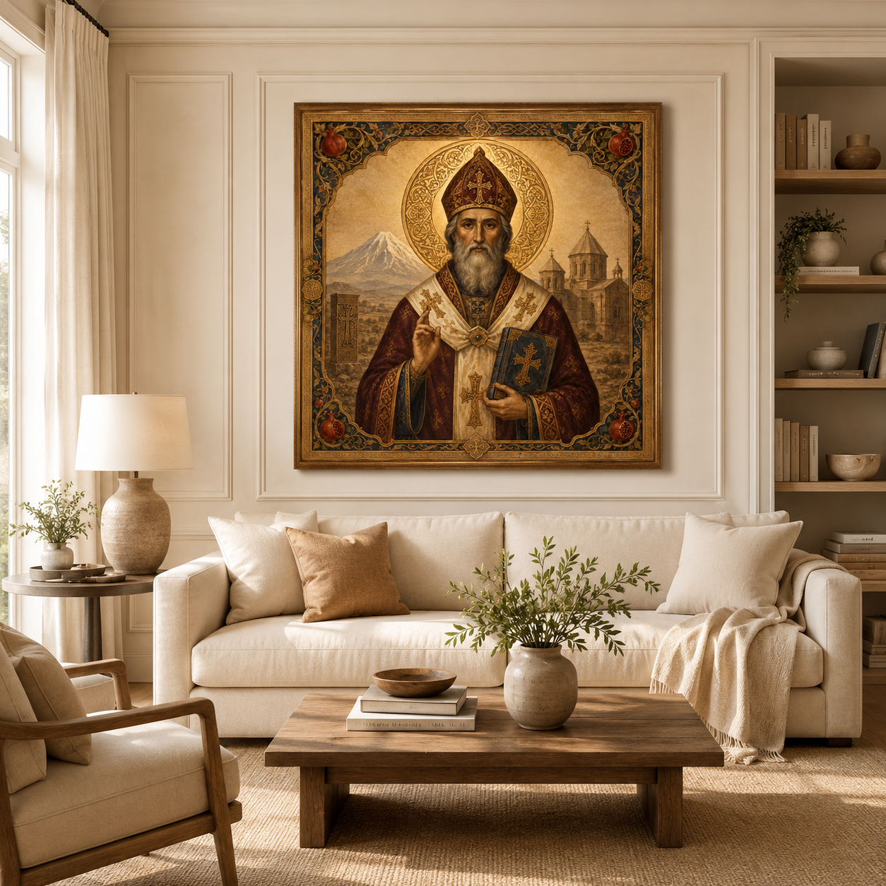 St Gregory the Illuminator Wall Art, Armenian Saint Icon Print, Armenian Orthodox Christian Decor, Khachkar Printable, Digital Download - Image 2