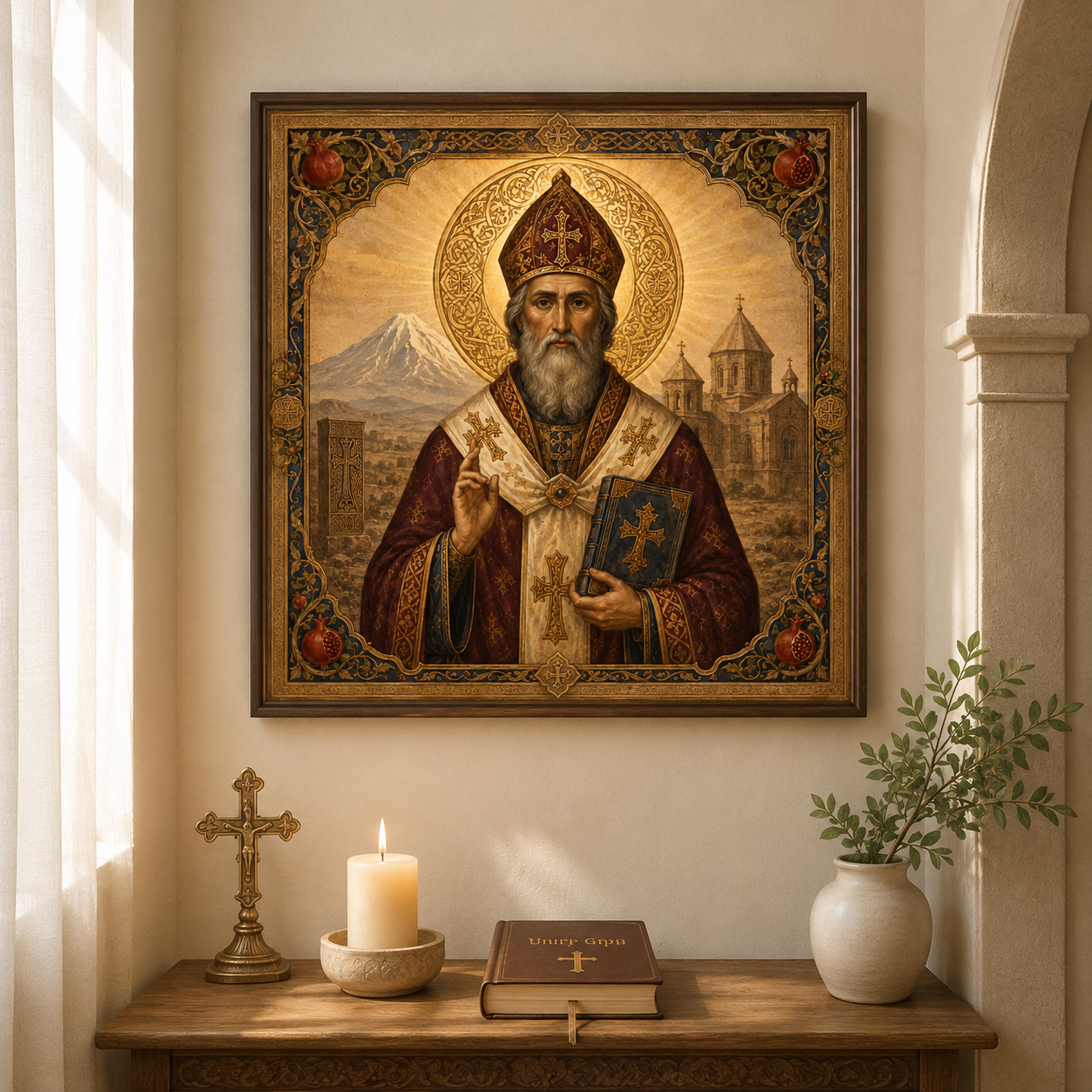St Gregory the Illuminator Wall Art, Armenian Saint Icon Print, Armenian Orthodox Christian Decor, Khachkar Printable, Digital Download - Image 4